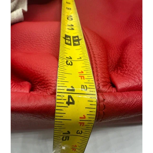 Auth. BODHI Red Leather Chain Handbag Shoulder BBW00045111 Soft Zip Top Pockets - Picture 7 of 9